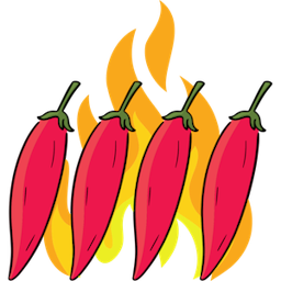 Four chilies on fire